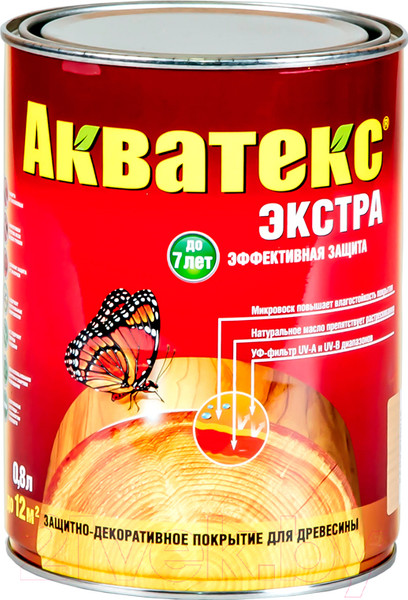 Изображение товара Защитно-декоративный состав Акватекс Экстра (800мл, тик)