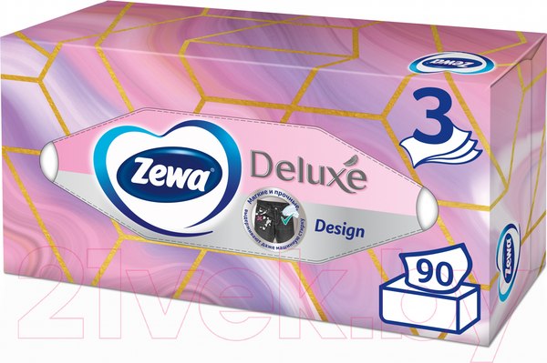 Изображение товара Бумажные салфетки Zewa Deluxe Design 3-х слойные (90шт)