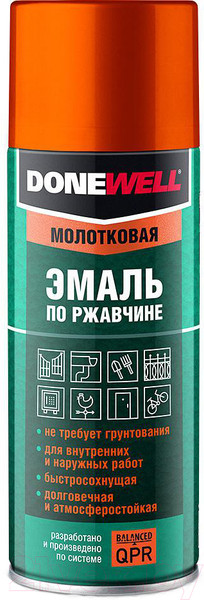 Изображение товара Эмаль Donewell Молотковая по ржавчине (520мл, серебристый)