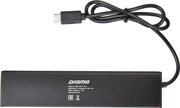 Изображение товара USB-хаб Digma HUB-7U2.0-UC-B (черный)