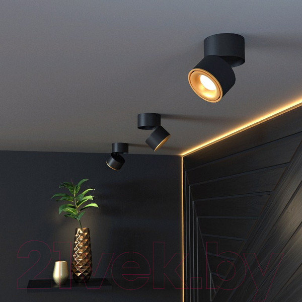 Изображение товара Точечный светильник Elektrostandard DLR031 15W 4200K 3100 (черный матовый/золото)