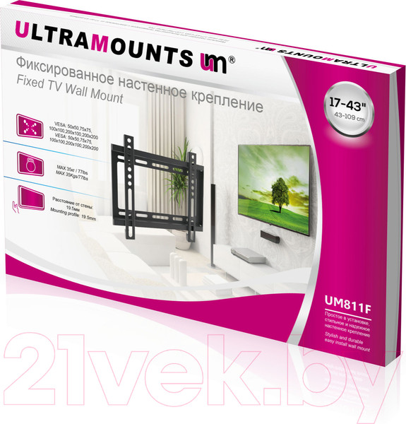 Изображение товара Кронштейн для телевизора Ultramounts UM 811F (черный)