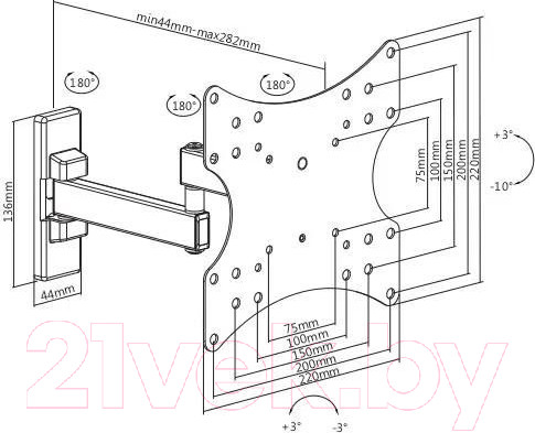 Изображение товара Кронштейн для телевизора Ultramounts UM 877 (черный)