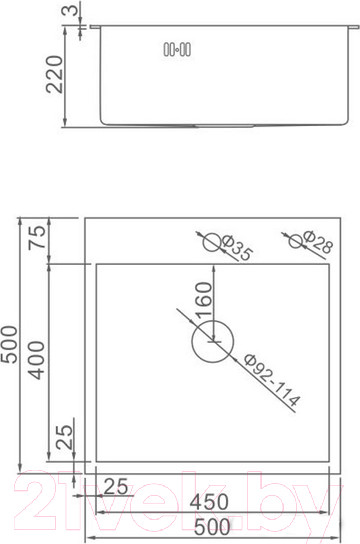 Изображение товара Мойка кухонная Gerhans K35050B