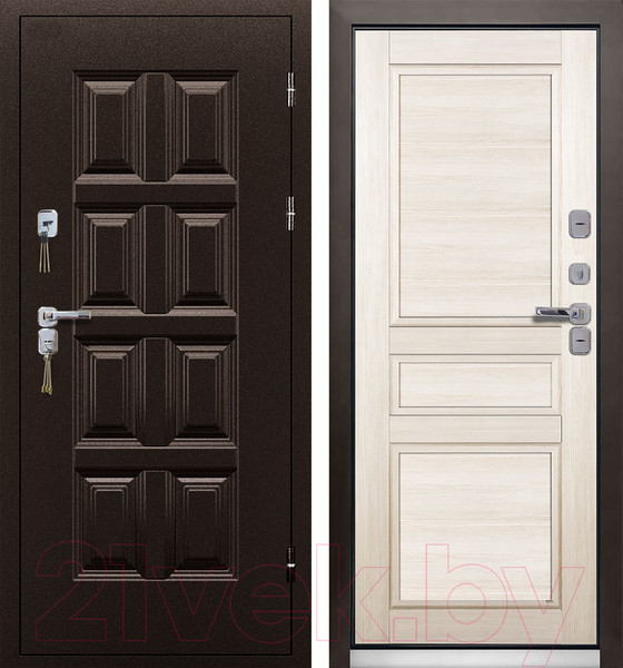 Изображение товара Входная дверь Промет Винтер-100 Дуб беленый/антик медь (98x206, правая)