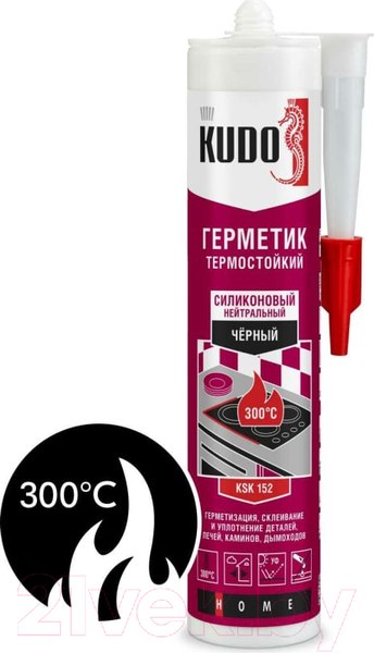 Изображение товара Герметик силиконовый Kudo Высокотемпературный / KSK-152 (280мл, черный)