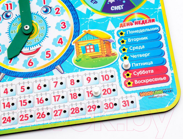 Изображение товара Развивающая игрушка WoodLand Toys Часы-календарь 4 / 094104