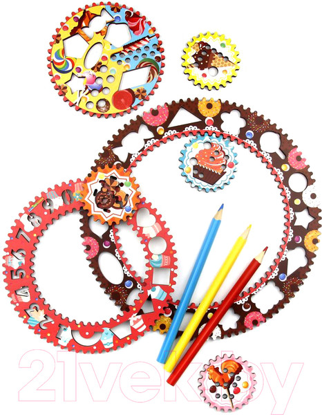 Изображение товара Развивающая игрушка WoodLand Toys Спирограф для рисования. Сладости / 122106