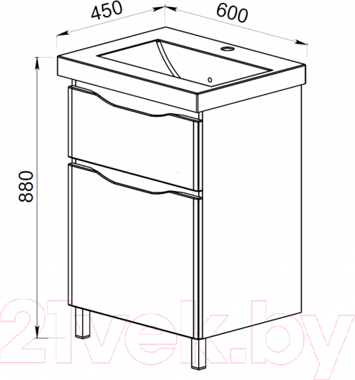 Изображение товара Тумба с умывальником АВН Латтэ 60 / 41.36 (1)