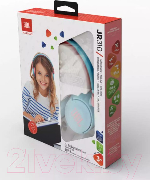 Изображение товара Наушники детские JBL JR310 / JR310BLU (голубой/розовый)