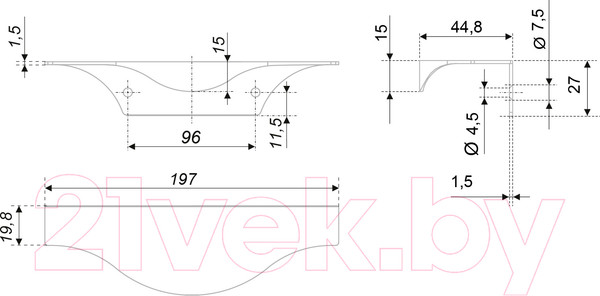 Изображение товара Ручка для мебели Boyard AL Era RT108CP.1/96/200