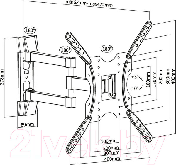 Изображение товара Кронштейн для телевизора Ultramounts UM 904 (черный)