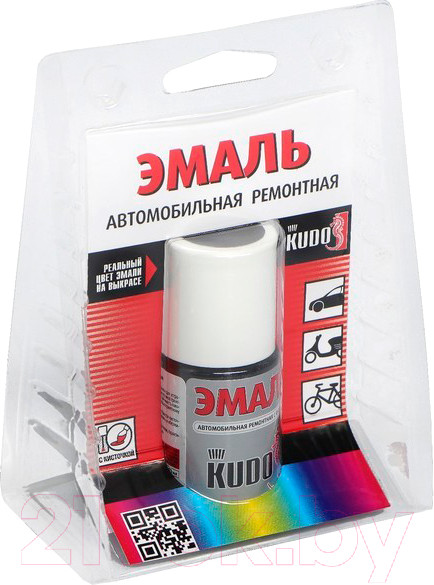Изображение товара Эмаль автомобильная Kudo Ремонтная акриловая 1К (15мл, черный матовый с кисточкой)