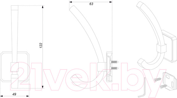 Изображение товара Крючок для одежды Boyard Henry K217BL.9