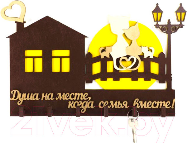 Изображение товара Ключница настенная Woody Большой дом с котятами / 05186