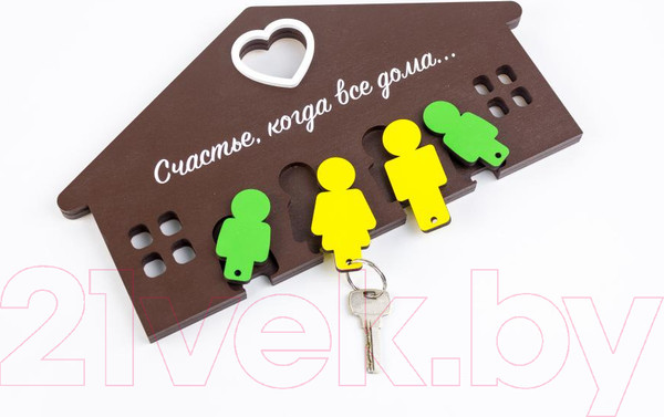 Изображение товара Ключница настенная Woody Счастье, когда все дома / 05223