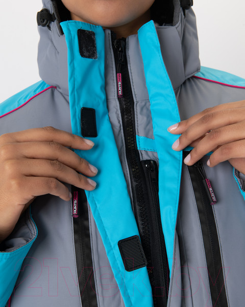 Изображение товара Костюм для охоты и рыбалки Huntsman Siberia зима Lady Breathable (р-р 44-46/158-164, серый/голубой)