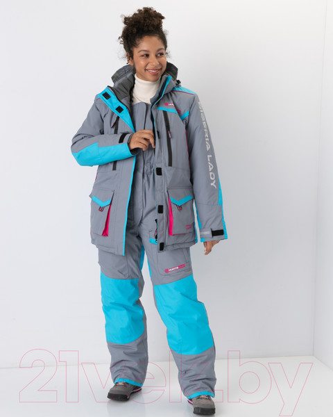 Изображение товара Костюм для охоты и рыбалки Huntsman Siberia зима Lady Breathable (р-р 44-46/158-164, серый/голубой)