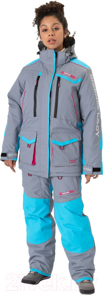 Изображение товара Костюм для охоты и рыбалки Huntsman Siberia зима Lady Breathable (р-р 44-46/158-164, серый/голубой)
