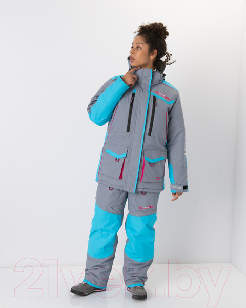 Изображение товара Костюм для охоты и рыбалки Huntsman Siberia зима Lady Breathable (р-р 44-46/158-164, серый/голубой)