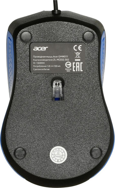 Изображение товара Мышь Acer OMW011 / ZL.MCEEE.002 (черный/синий)