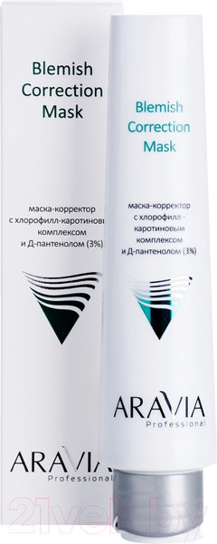 Изображение товара Маска для лица кремовая Aravia С хлорофилл-каротиновым комплексом и Д-пантенолом 3% (100мл)