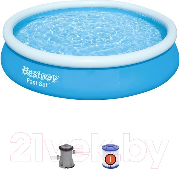 Изображение товара Надувной бассейн Bestway Fast Set 57274 (366x76, с фильтр-насосом)