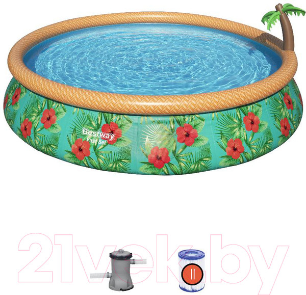 Изображение товара Надувной бассейн Bestway Paradise Palms 57416 (457x84, с фильтр-насосом)