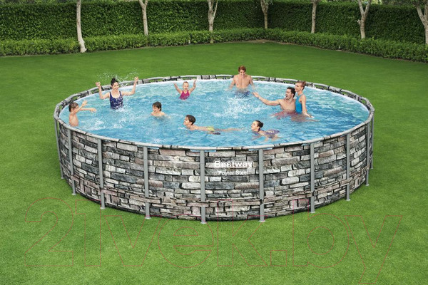 Изображение товара Каркасный бассейн Bestway Power Steel 56889 (671x132, с фильтр-насосом и лестницей)