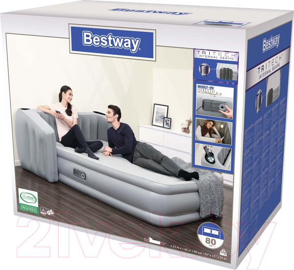 Изображение товара Надувная кровать Bestway Tritech Fullsleep Wingback / 67620 (233х196х80)