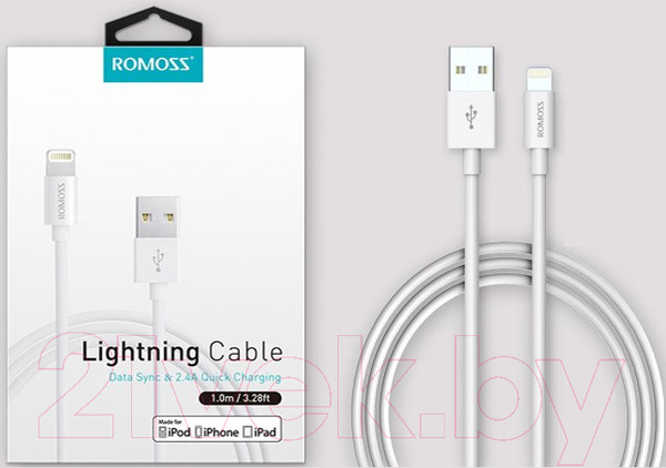 Изображение товара Кабель No Brand Lightning (1м, белый)