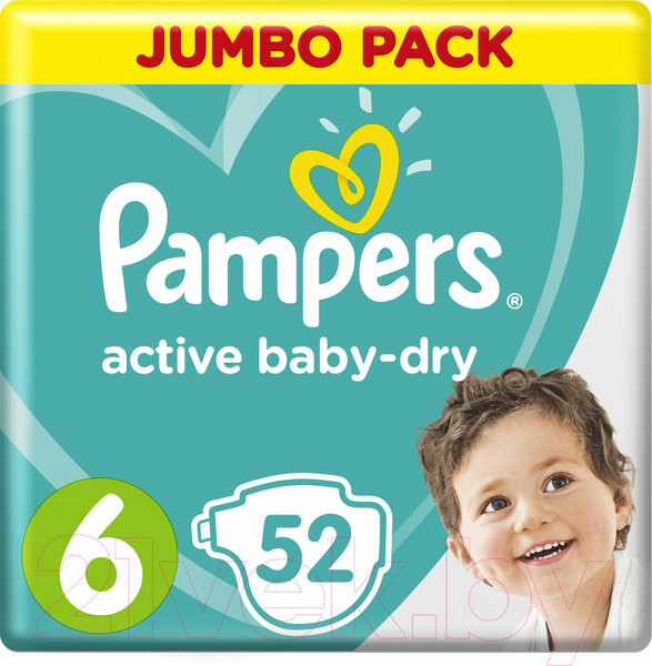 Изображение товара Подгузники детские Pampers Active Baby-Dry 6 Extra Large (52шт)