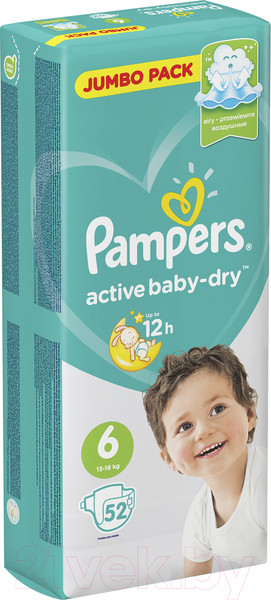 Изображение товара Подгузники детские Pampers Active Baby-Dry 6 Extra Large (52шт)