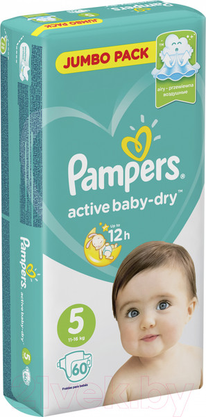 Изображение товара Подгузники детские Pampers Active Baby-Dry 5 Junior (60шт)