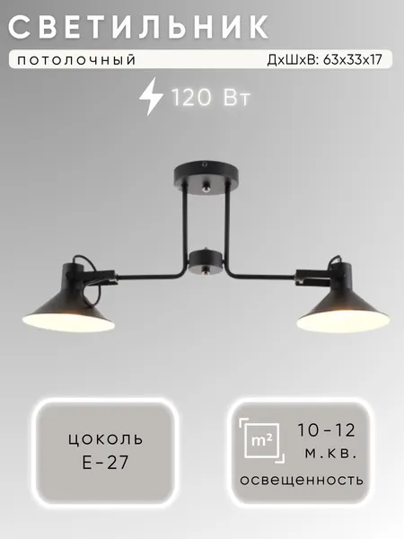 Изображение товара Потолочный светильник Aitin-Pro НПБ C1013/2 (черный/белый)