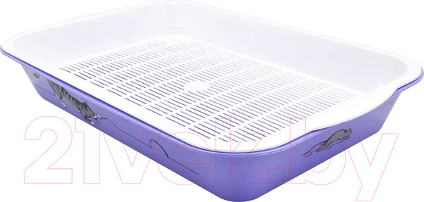 Изображение товара Туалет-лоток ZooExpress Ева 11141 (с сеткой высокие ножки с рисунком)