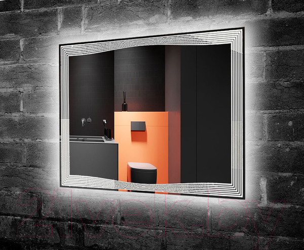 Изображение товара Зеркало Пекам Lines 100x80 / Lines-100x80d (с подсветкой, с сенсором на взмах руки)