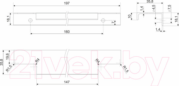 Изображение товара Ручка для мебели Boyard Al Ray RT109SC.1/160/200