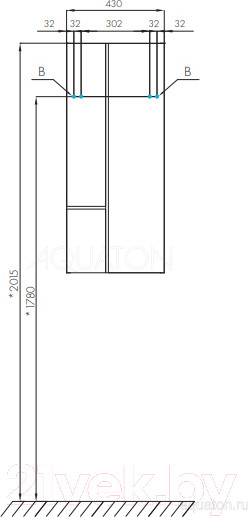 Изображение товара Шкаф-полупенал для ванной Акватон Мишель (1A243903MIX40)