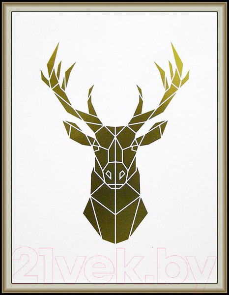 Изображение товара Картина Декарт Золотой олень на белом абстракция 8Л2477 (в раме)