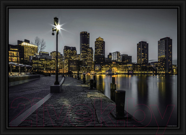 Изображение товара Картина Декарт Набережная ночью в Нью-Йорке 8Л2731 (в раме)