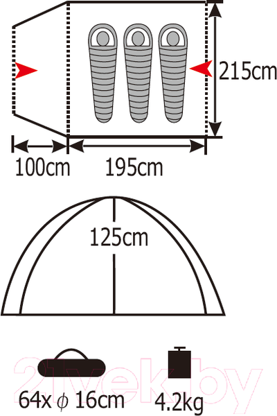 Изображение товара Палатка Coyote Kansas-3 / CL-B21-3P-Sand
