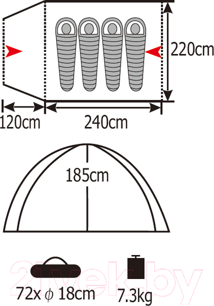 Изображение товара Палатка Coyote Kansas-4 / CL-B21-4P-Sand