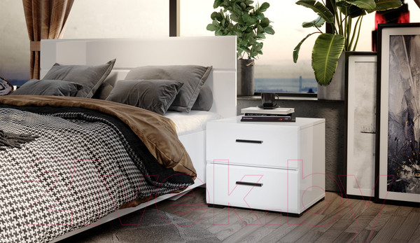 Изображение товара Прикроватная тумба Империал Йорк (белый жемчуг/белый глянец)