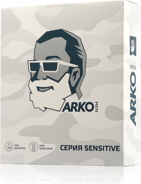 Изображение товара Набор косметики для бритья Arko Sensitive Пена+Крем после бритья (200мл+50мл)