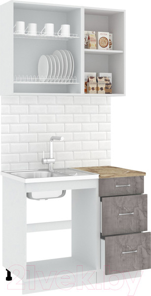 Изображение товара Кухонный гарнитур Кортекс-мебель Корнелия Лира 1.0м (капучино/оникс/мадрид)