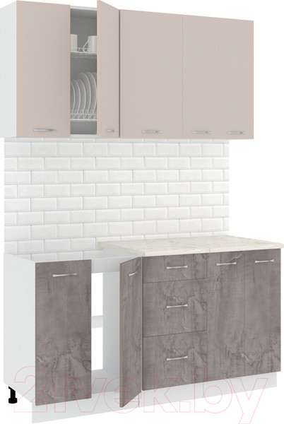Изображение товара Кухонный гарнитур Кортекс-мебель Корнелия Лира 1.5м (капучино/оникс/королевский опал)