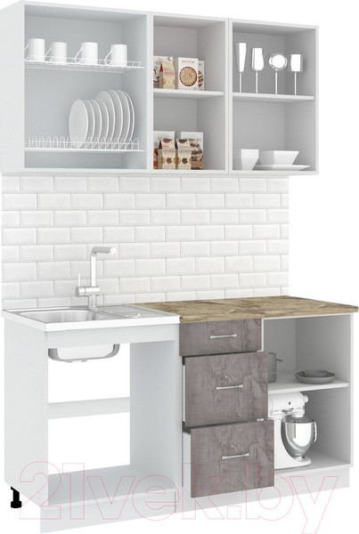 Изображение товара Кухонный гарнитур Кортекс-мебель Корнелия Лира 1.5м (капучино/оникс/мадрид)