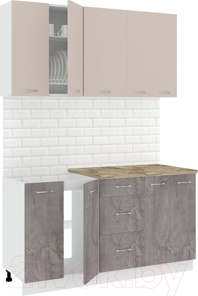 Изображение товара Кухонный гарнитур Кортекс-мебель Корнелия Лира 1.5м (капучино/оникс/мадрид)