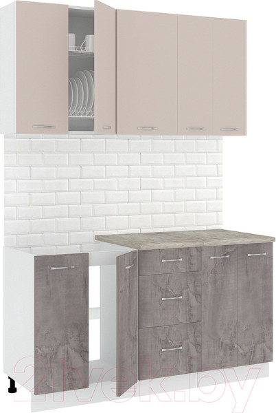 Изображение товара Кухонный гарнитур Кортекс-мебель Корнелия Лира 1.5м (капучино/оникс/марсель)
